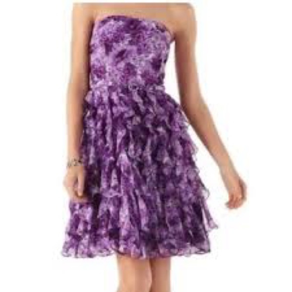 BHWM Purple Strapless Ruffle Dress